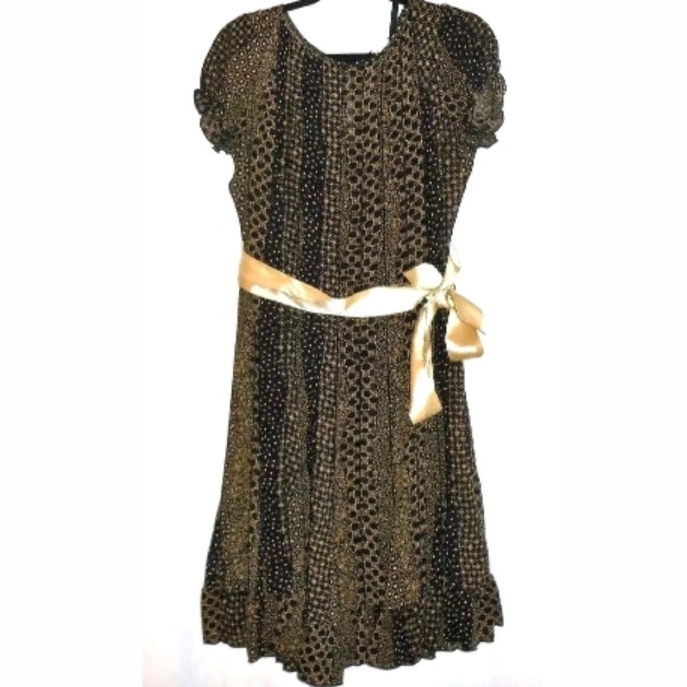 Sandra Darren Black & Yellow Flirty Ruffle Dress
